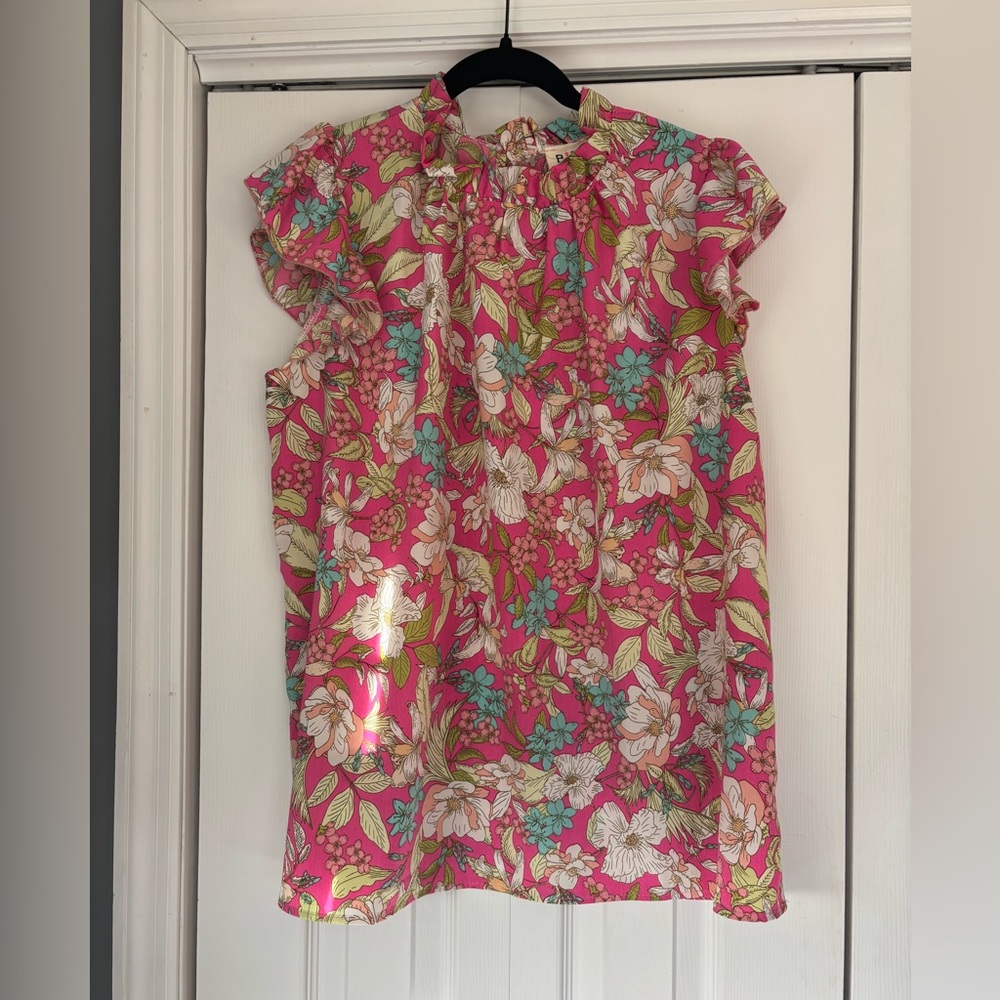 BiBi Floral Pink and Green Kids Blouse